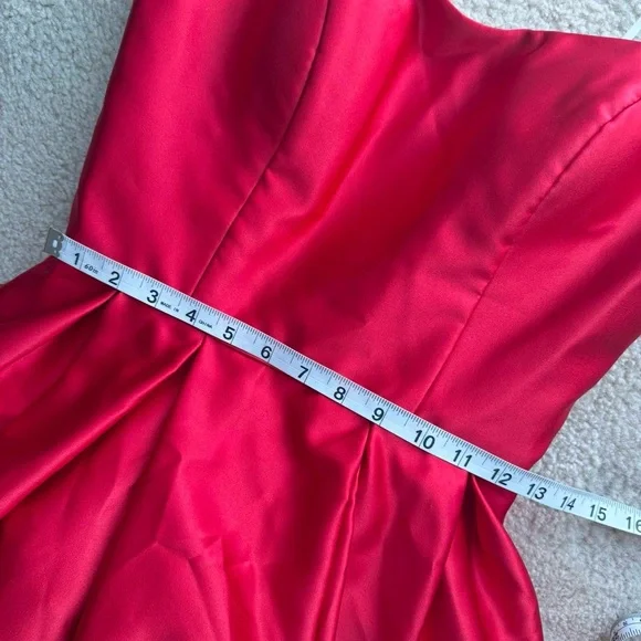 Betsy Adam Pleated Sweetheart Red Formal Dress - Picture 4 of 5